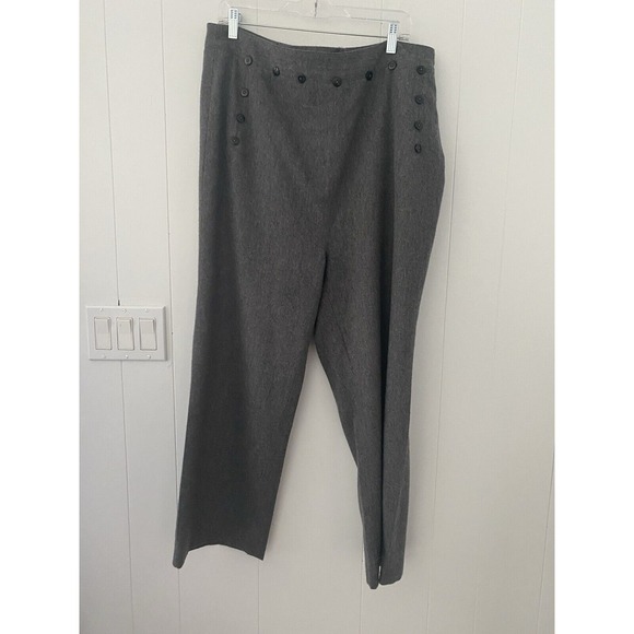 Frances Valentine Sailor Gray Wool Pant Women's 14 High Waisted Laced Wide Leg - Picture 3 of 12
